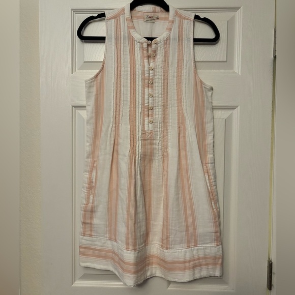 Faherty Dresses & Skirts - Faherty |‎ Isla Dress Organic Cotton Sleeveless Pintuck Mini White Peach Sz XS